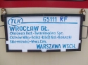 Tabliczka pocigu TLK relacji Wrocaw Gwny - Warszawa Wschodnia